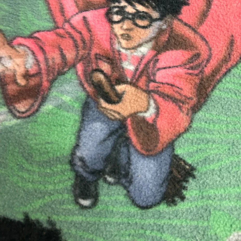 Vintage 2001 Harry Potter‎ Quidditch Fleece Throw Blanket Golden Snitch Green